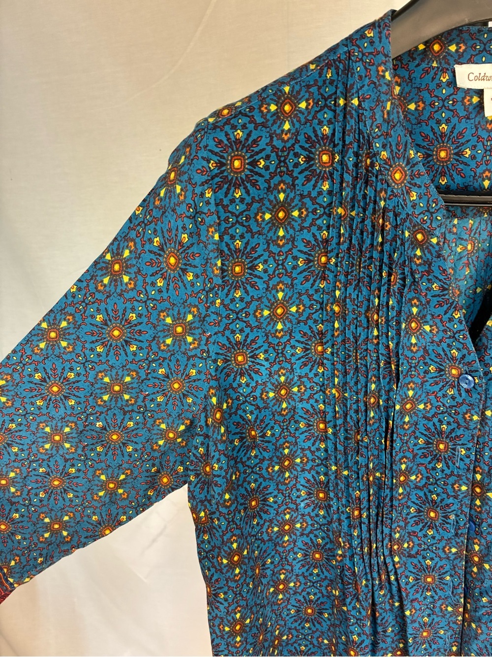 Coldwater Creek Bordering on Medallions Pintuck Button Front Tunic XL - Picture 3 of 9